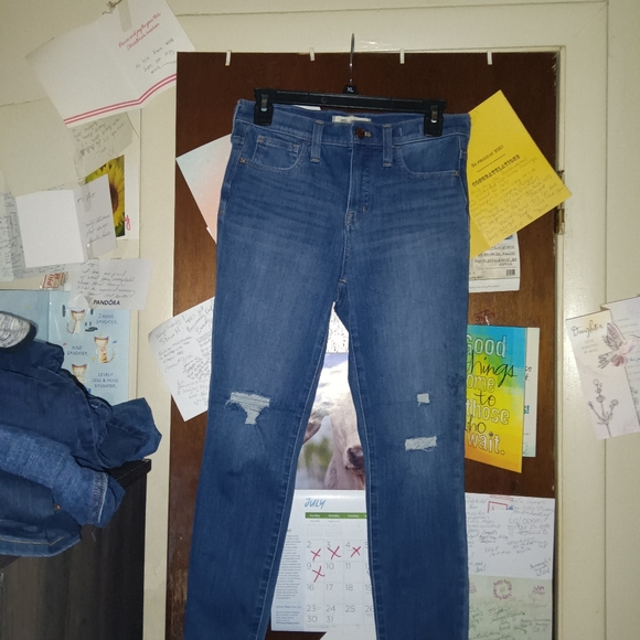 MADEWELL 10" HIGH RISE skinny jeans distressed - Picture 2 of 8